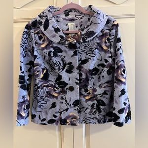 Anthropology Odille purple floral  velvet jacket